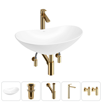 Накладная раковина для ванной комнаты Wellsee Carefree Dove 20212295R в наборе 5 в 1: раковина белый