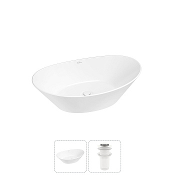 Накладная раковина для ванной комнаты Wellsee Dulcet Tones 20212236R в наборе 2 в 1: раковина белый 
