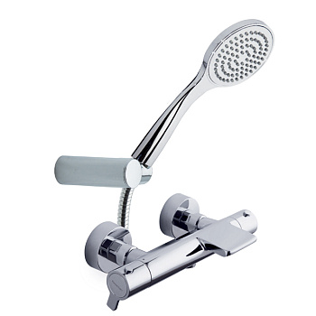 Термостатический смеситель для ванны наружнего монтажа с каскадным изливом и душевым комплектом BLAU