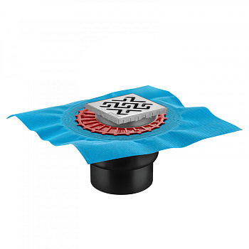 Трап водосток ZENTRUM Antik 100х100, матовый хром, выпуск D50/75/110 H74 вертикальный, BERGES