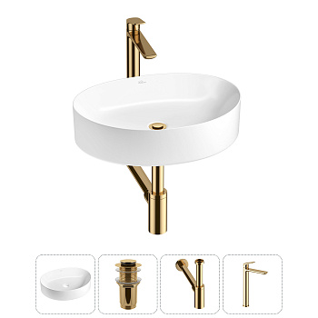 Накладная раковина для ванной комнаты Wellsee Belle Spa 2.0 20212587R в наборе 4 в 1: раковина белый