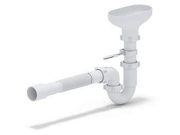 Сифон АНИ Пласт DR0115 1 1/2 дюйма 40 с разрывом струи с гибкой трубой 40х40/50