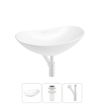 Накладная раковина для ванной комнаты Wellsee Carefree Dove 20212288R в наборе 3 в 1: раковина белый