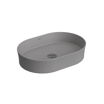 Раковина Ego SL накладная овал, 55x38 см, без отверстия под смеситель, серый матовый, BERGES