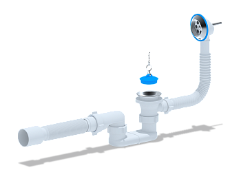 Сифон для ванны АНИ Пласт E055 1 1/2 дюйма плоский с переливом и гибкой трубой 40х50