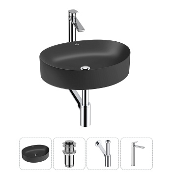 Накладная раковина для ванной комнаты Wellsee Belle Spa 2.0 20212599R в наборе 4 в 1: раковина матов