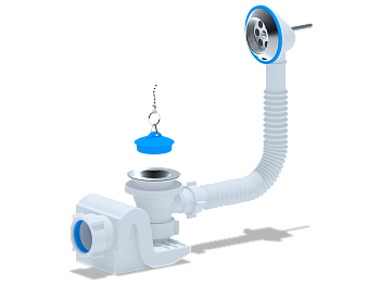 Сифон Ани "Бриг" для ванны с выпуском и переливом  1 1/2" , ANI PLAST