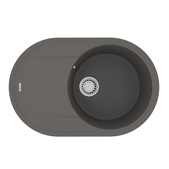 Кухонная мойка Lemark LACHA 760 врезная овальная с крылом из кварцгранита, Серый шёлк Кухонная мойка Lemark LACHA 760 врезная овальная с крылом из кварцгранита, Серый шёлк