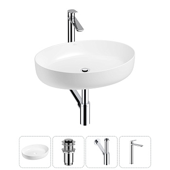 Накладная раковина для ванной комнаты Wellsee Belle Spa 3.0 20212669R в наборе 4 в 1: раковина белый