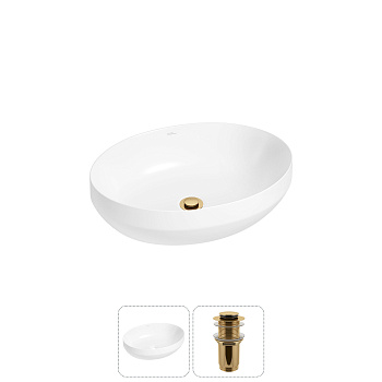 Накладная раковина для ванной комнаты Wellsee Air Gap R 20212391R в наборе 2 в 1: раковина белый гля