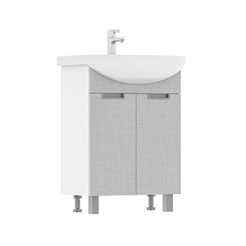 Тумба Vario 60, напольная, 2 дв., софт/белый (под раковину Балтика 60), VOLNA