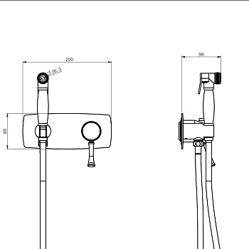 Peretto Смеситель для биде, гигиен.душ встраиваемый р/ОД, черный кофе, LM, LM6319RB