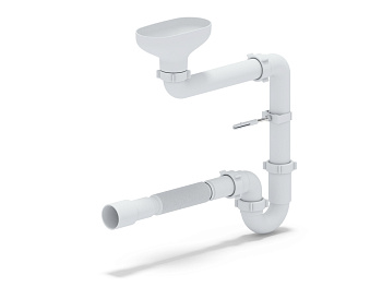 Сифон АНИ Пласт DR5015 1 1/2 дюйма 40 смещенный с разрывом струи с гибкой трубой 40х40/50