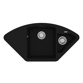 Кухонная мойка Lemark IRKANA 980 врезная угловая с доп. чашей и крылом из кварцгранита, Антрацит  Кухонная мойка Lemark IRKANA 980 врезная угловая с доп. чашей и крылом из кварцгранита, Антрацит