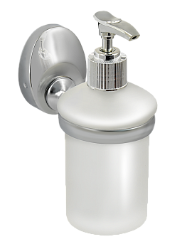 Дозатор для жидкого мыла стеклянный  "Solinne", 16191, хром, стекло-сатин, Коллекция Modern