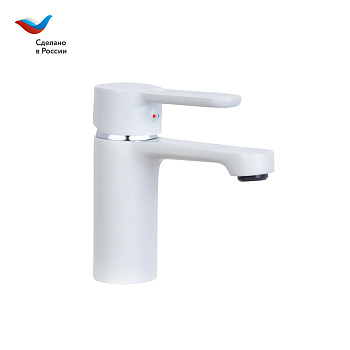 ГОРОД Смеситель для умывальника с литым изливом, белый, СЛ-ОД-Т1Б, Славен