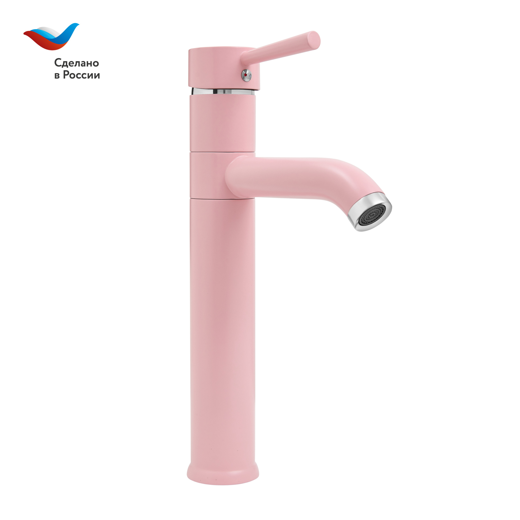 Город Смеситель для умывальника с высоким корпусом, одноручный, розовы,  СЛАВЕН, СЛ-ОД-Д80