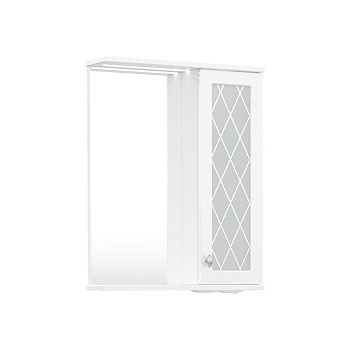 Зеркало-шкаф Milenal 55, с LED подсветкой, подвесной, правый, белый, VOLNA