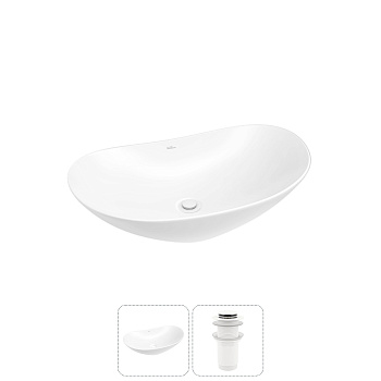 Накладная раковина для ванной комнаты Wellsee Carefree Dove 20212284R в наборе 2 в 1: раковина белый