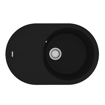 Кухонная мойка Lemark LACHA 760 врезная овальная с крылом из кварцгранита, Антрацит  Кухонная мойка Lemark LACHA 760 врезная овальная с крылом из кварцгранита, Антрацит