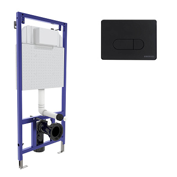 Инсталляция  для скрытого монтажа унитаза NOVUM кнопка D5 Soft Touch, черная, BERGES