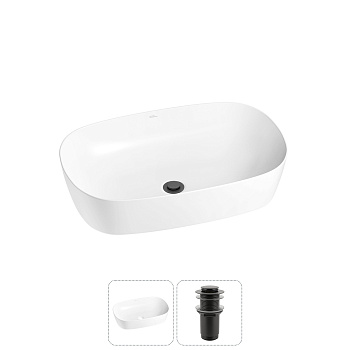 Накладная раковина для ванной комнаты Wellsee Ground Breaking 20212334R в наборе 2 в 1: раковина бел
