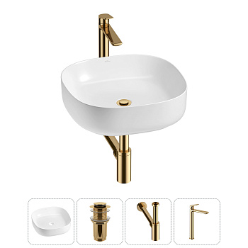 Накладная раковина для ванной комнаты Wellsee Belle Spa 3.0 20212699R в наборе 4 в 1: раковина белый