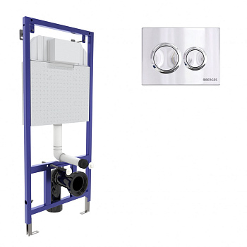 Инсталляция  для скрытого монтажа унитаза NOVUM кнопка O3 хром глянец, BERGES