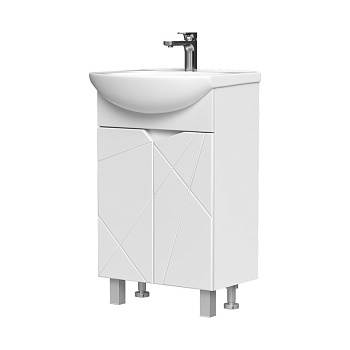 Тумба Pronto 50, напольная, 2 дв., белая (под раковину Рива 50), VOLNA