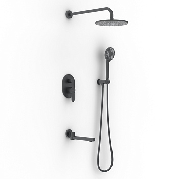 Душевой комплект NARDIS 3R, поворотный излив, черный матовый, BERGES