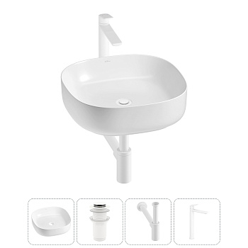 Накладная раковина для ванной комнаты Wellsee Belle Spa 3.0 20212700R в наборе 4 в 1: раковина белый