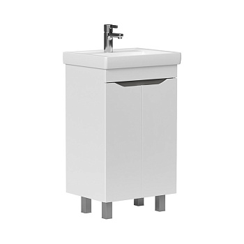 Тумба Lake 50, напольная, 2 дв., белый/серый оникс (под раковину Тигода 50), VOLNA