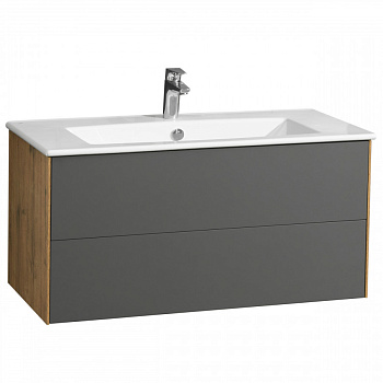 Тумба СОХО 100, дуб веллингтон, графит софт (под раковину ЭЛИНА 100)