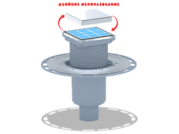 Трап для душа АНИ Пласт THZ5902 DN50 вертикальный регулируемый с комбинированным затвором и решёткой из нержавеющей стали 100х100 мм под плитку