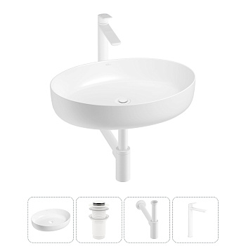 Накладная раковина для ванной комнаты Wellsee Belle Spa 3.0 20212672R в наборе 4 в 1: раковина белый