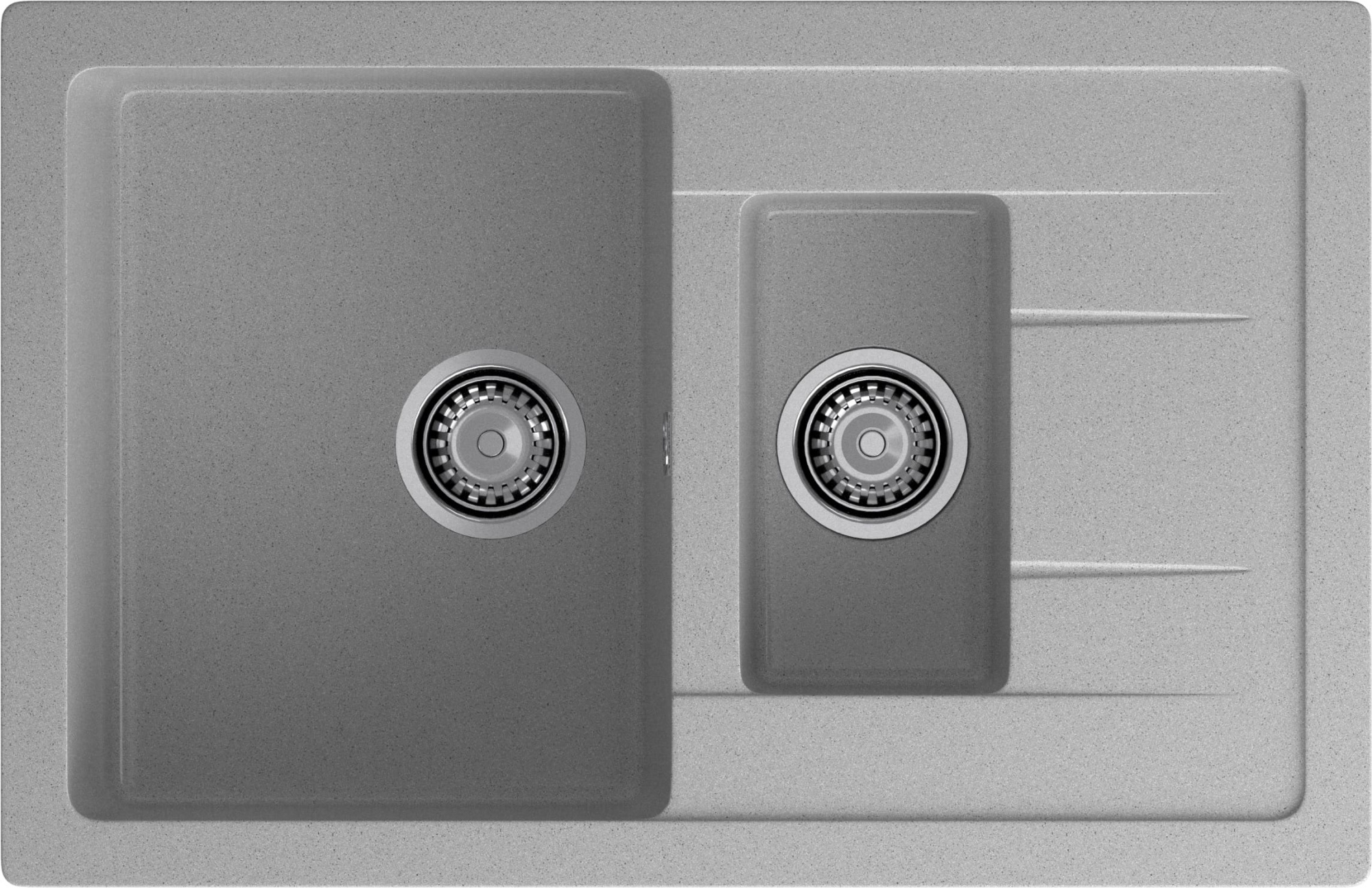 GRANFEST Мойка композит QUADRO GF-Q--775KL 1.5-чаш+крыло 775*500мм   серый арт.GF- GRANFEST Мойка композит QUADRO GF-Q--775KL 1.5-чаш+крыло 775*500мм   серый арт.GF-