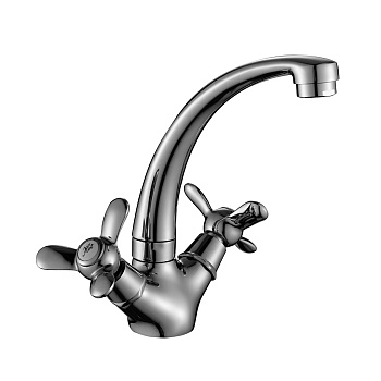 Q02 Смеситель для кухни, пов.излив 117мм, р/ДВ, хром, ROS, Q02-64