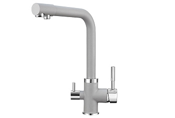 2015, АЛЮМИНИУМ Смеситель для кухни однорыч., с подкл. для питьевой воды, GRANULA