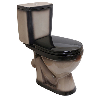 ЛИРА Унитаз-компакт наклон. вып., с арматурой, сиденьем, креплением, черный. ROSA ЛИРА Унитаз-компакт наклон. вып., с арматурой, сиденьем, креплением, черный. ROSA