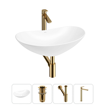 Накладная раковина для ванной комнаты Wellsee Carefree Dove 20212291R в наборе 4 в 1: раковина белый