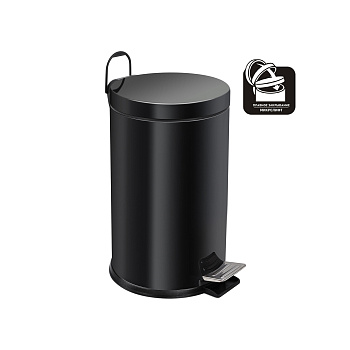 Ведро-контейнер для мусора с педалью 12 л, микролифт, черное,  BERGES