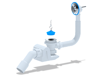 Сифон Ани "Бриг" для ванны с выпуском и переливом  с трубой 45*40/50, ANI PLAST