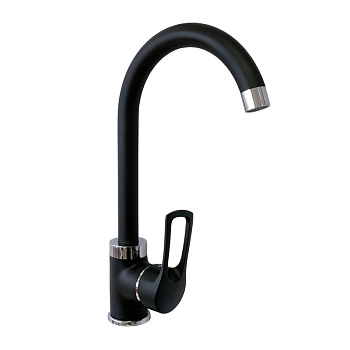 ЦВЕТ Смеситель для мойки с высоким изливом, одноручный, черный, СЛАВЕН, 1ЧН