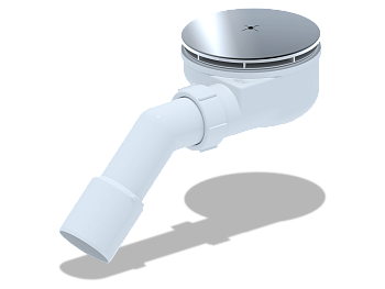 Сифон для душевого поддона АНИ Пласт E351C 1 1/2 дюйма 90 высота 53 хром с переходной трубой 45 градусов 40х50