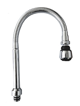 Излив гибкий, нерж. сталь, комплект с 2Р аэратором., СЛАВЕН, 071