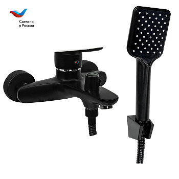 КОТТЕДЖ Смеситель для ванны с коротким литым изливом, одноручный, черный,, СЛ-ОД-Г3Ч, Славен