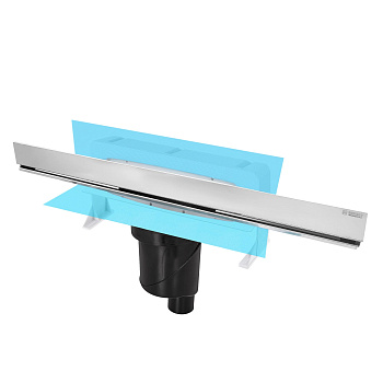 Желоб водосток WALL 600 пристенный, хром глянец, S-сифон D50/105 H50 вертикальный, BERGES