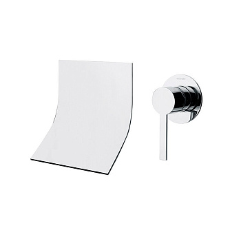 Встраиваемый однорычажный смеситель для раковины на раздельных пластинах с каскадным изливом 140 мм 