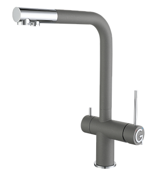 Смеситель для кухни RIVELATO Lugano с краном питьевой воды серый хром (1523513 grigio cromo)