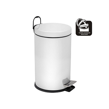 Ведро-контейнер для мусора с педалью 12 л, микролифт, белое,  BERGES